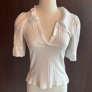 Free people lace detail white shirt